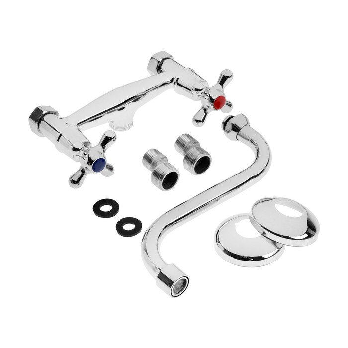 Смеситель для кухни ZEIN Z27380101, настенный, кран-букса латунь 1/2 Смеситель для кухни ZEIN Z27380101, настенный, кран-букса латунь 1/2", хром