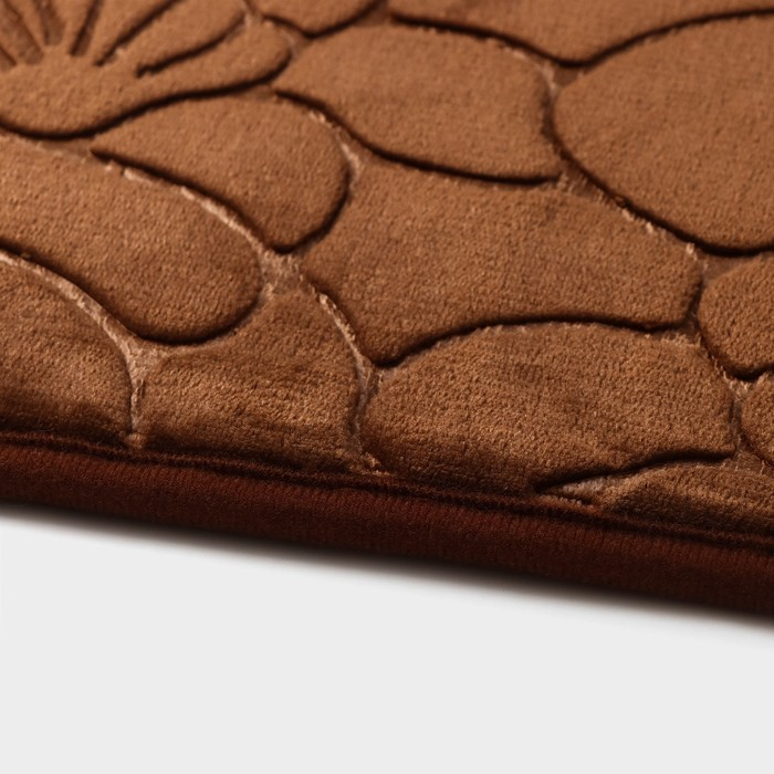 Коврики для ванной и туалета Доляна «Галька, ракушки», 2 шт: 40×50 см, 50×80 см