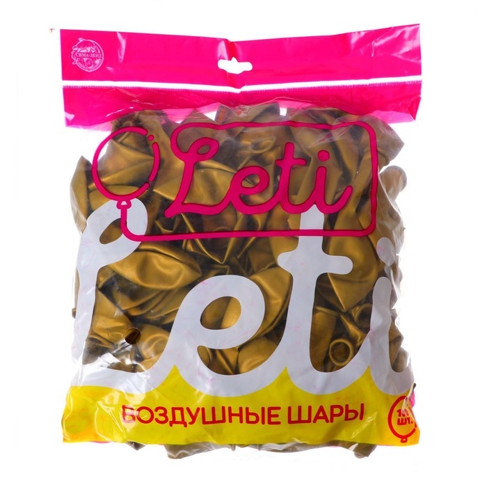 Шар латексный 10", металл, набор 100 шт., цвет золотой