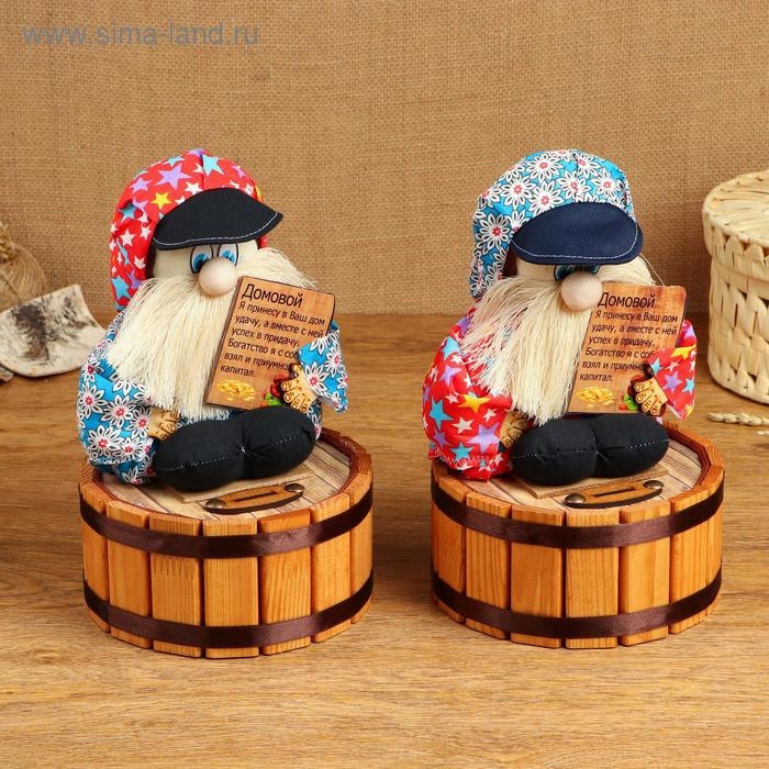Оберег - домовой Оберег - домовой "Семён на бочке", h = 25 см, d = 19, микс