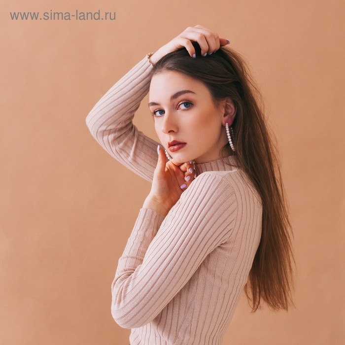 Серьги-кольца «Нежность жемчуга» кольца средние, цвет белый в золоте, d=5,5 см Серьги-кольца «Нежность жемчуга» кольца средние, цвет белый в золоте, d=5,5 см