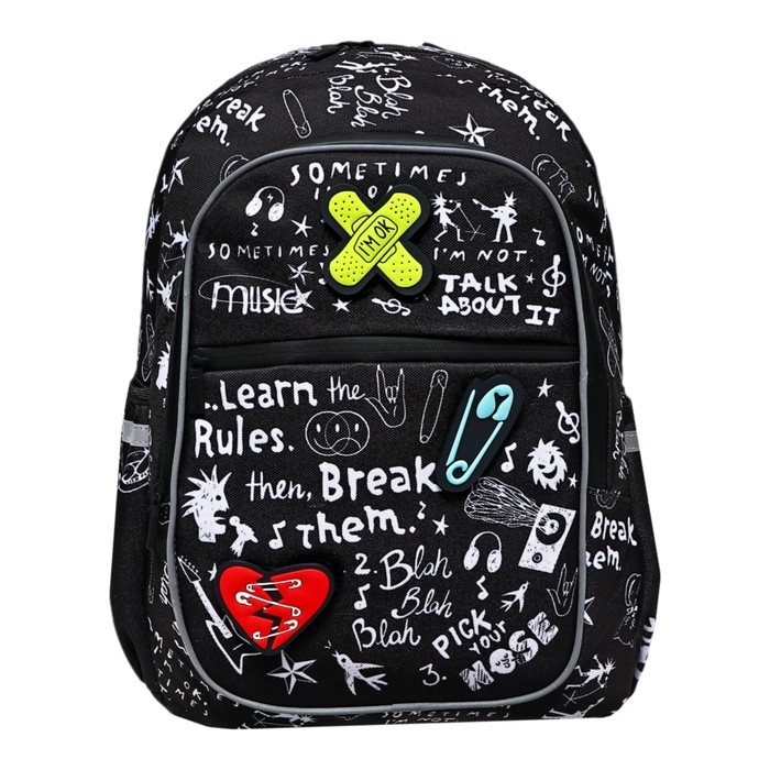 Рюкзак молодежный Феникс 43*30*14 дев "Панк" черн 64145