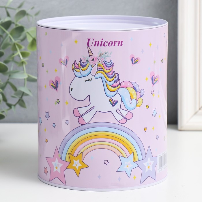 Копилка металл банка Копилка металл банка"Единорог на радуге" н-р 5 шт 7,5х10,5;8,5х11,5;9х12,5;10х14;13,5х16 см