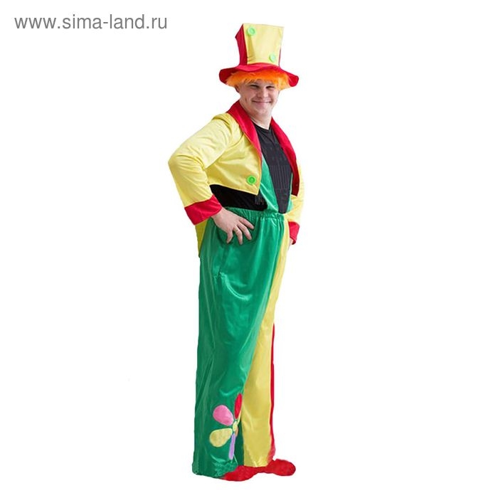 Карнавальный костюм  Карнавальный костюм "Клоун", шляпа с волосами, комбинезон, пиджак, р-р 50-54