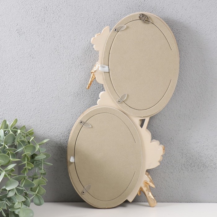 Фоторамка полистоун на 2 фото 10х15 см "Птицы и цветочная ветвь" белая 20,5х24 см