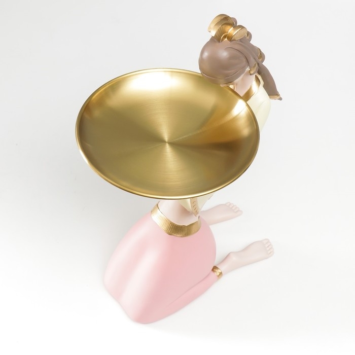 Сувенир полистоун подставка  Сувенир полистоун подставка "Девушка в африканском наряде" жёлто-розовый 35х12х23 см