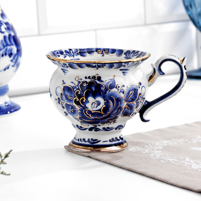 Чайная пара Чайная пара "Грация" , золото, (Золотая Бабушка), 300 мл, гжель