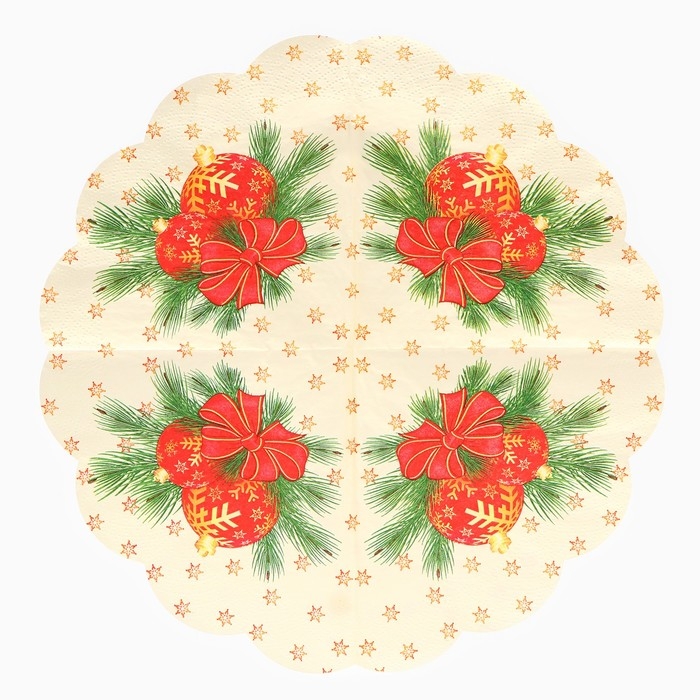 Новый год. Салфетки бумажные Art Bouquet Rondo Новый год. Салфетки бумажные Art Bouquet Rondo "Новогодние шары", 3 слоя, d 32, 12 шт