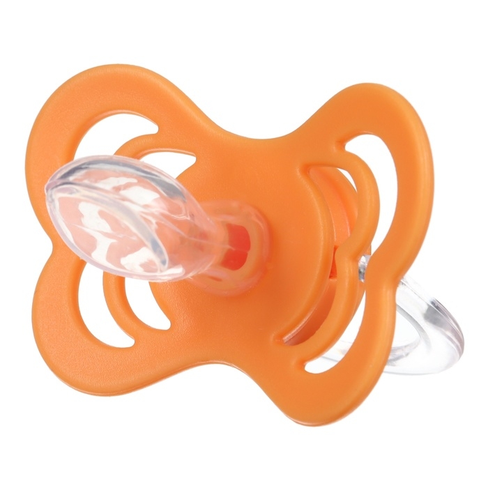 Соска - пустышка ортодонтическая, силикон, +6 мес., с держателем цвет оранжевый Соска - пустышка ортодонтическая, силикон, +6 мес., с держателем цвет оранжевый