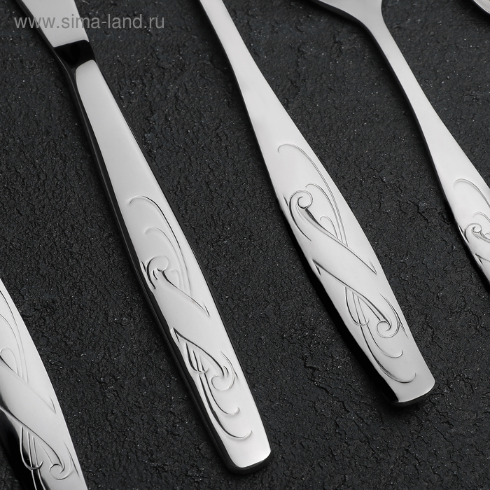 Набор столовый «Лира», 30 предметов, декоративная коробка, цвет серебряный Набор столовый «Лира», 30 предметов, декоративная коробка, цвет серебряный