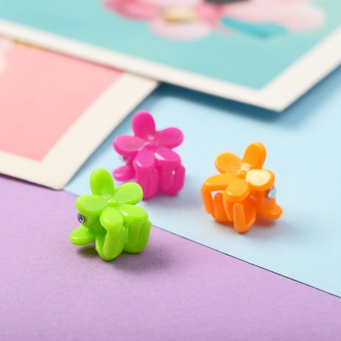 Краб для волос  Краб для волос "Куклёнок" (набор 10 шт) цветочек, 1,4 см, микс