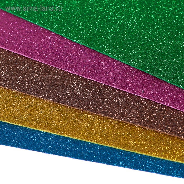 Фоамиран цветной, набор А4, 2 мм, deVENTE, 5 листов х 5 цветов, с блёстками Фоамиран цветной, набор А4, 2 мм, deVENTE, 5 листов х 5 цветов, с блёстками