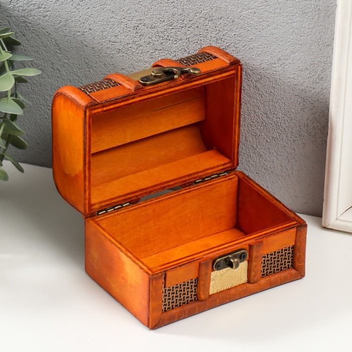 Шкатулка дерево сундучок Шкатулка дерево сундучок "Золотая сеть и штукатурка" 8,5х12х8,5 см