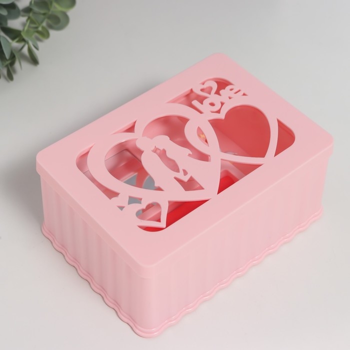 Шкатулка музыкальная механическая Шкатулка музыкальная механическая "Влюблённые" розовая 12,5х17,5х8 см