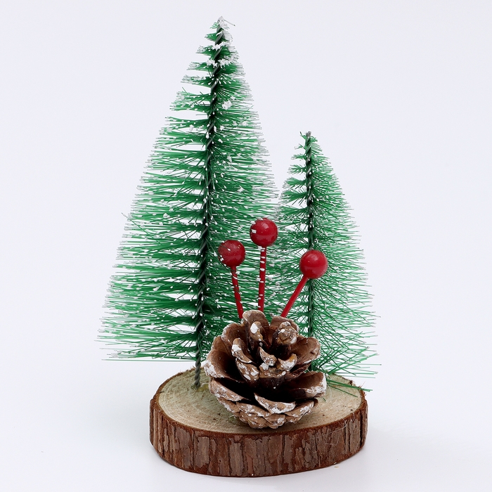 Новогодний декор «Две ёлки с шишкой», наподставке, 8,5 × 10 × 16 см Новогодний декор «Две ёлки с шишкой», наподставке, 8,5 × 10 × 16 см