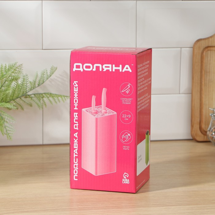 Подставка для ножей с наполнителем Доляна «Нежность», 10×22 см, цвет зелёный Подставка для ножей с наполнителем Доляна «Нежность», 10×22 см, цвет зелёный