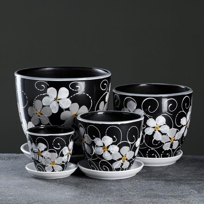 Набор горшков цветочных 4 шт. Фиалка ночная 0,4 / 1 / 2,5 / 5 л Набор горшков цветочных 4 шт. Фиалка ночная 0,4 / 1 / 2,5 / 5 л