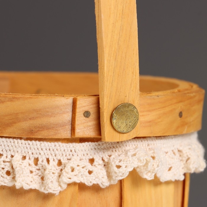 Корзина плетеная, секвойя, D13хН11/22,5 см, натуральный с окантовкой Корзина плетеная, секвойя, D13хН11/22,5 см, натуральный с окантовкой