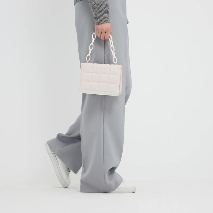 Сумка женская мессенджер из искусственной кожи с цепью, 14×20 см, цвет молочный Сумка женская мессенджер из искусственной кожи с цепью, 14×20 см, цвет молочный