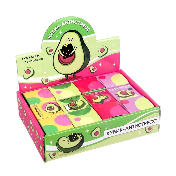 Фиджет кубик антистресс «Авокадо», МИКС, в шоубоксе Фиджет кубик антистресс «Авокадо», МИКС, в шоубоксе