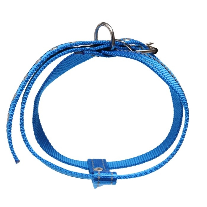 Шлейка капроновая, восьмерка, светоотражающая, 2 см,ОШ 36-56 см,ОГ 54-62 см, тёмно-синяя Шлейка капроновая, восьмерка, светоотражающая, 2 см,ОШ 36-56 см,ОГ 54-62 см, тёмно-синяя