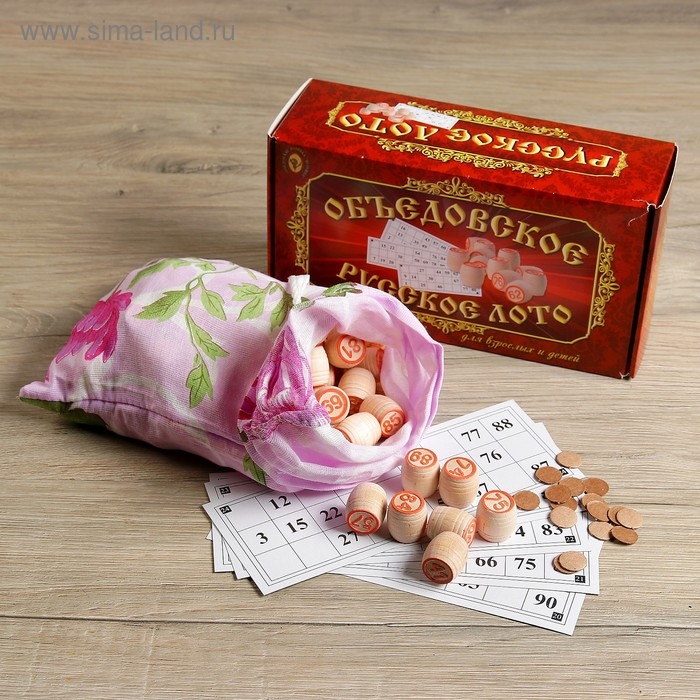 Русское лото деревянное, игра настольная,  Русское лото деревянное, игра настольная, "Для взрослых и детей", 24 карточки, с бочонками
