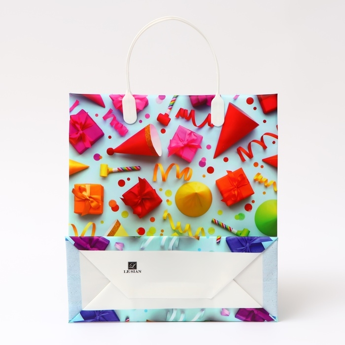 Новый год. Пакет новогодний  Новый год. Пакет новогодний "Праздник" мягкий пластик 26 х 23 см.