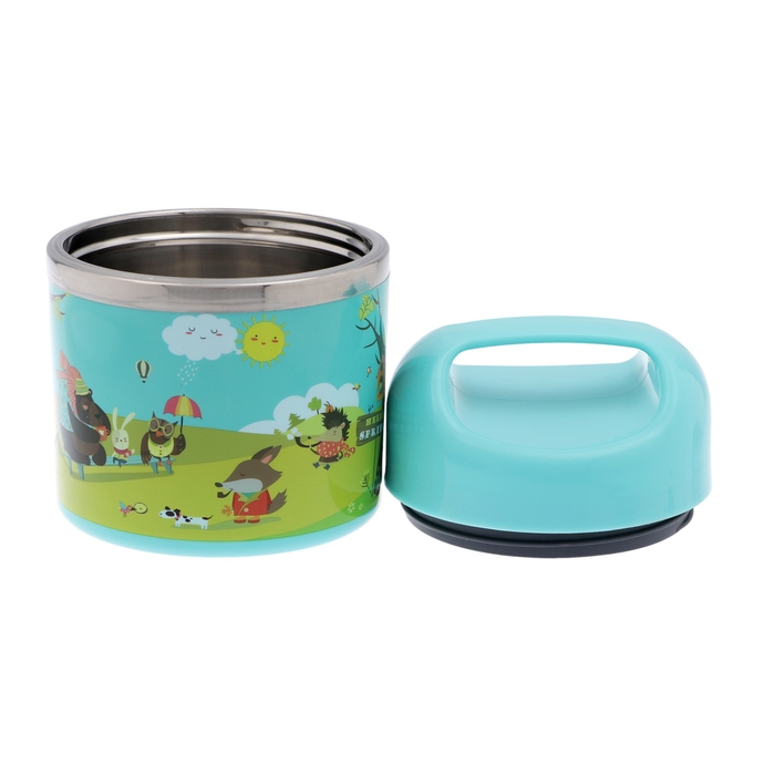 Ланч-бокс Ланч-бокс "В мире зверей", 630 мл, сохраняет тепло 3 ч, 11 х 15 см, голубой
