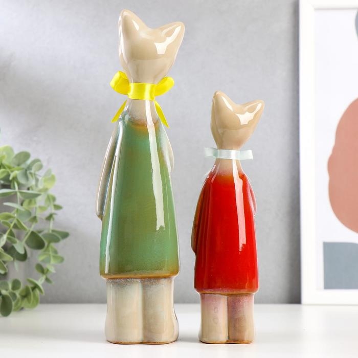 Сувенир керамика Сувенир керамика "Две кошечки с рыбкой" набор 2 шт 24,5х6х5, 19х5х4,5 см