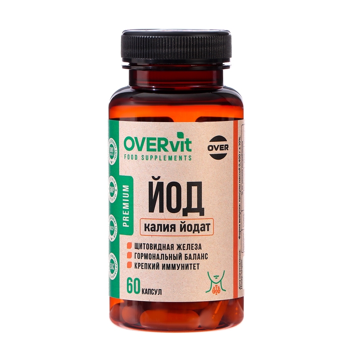 Калия йодат OVERvit, 60 капсул Калия йодат OVERvit, 60 капсул