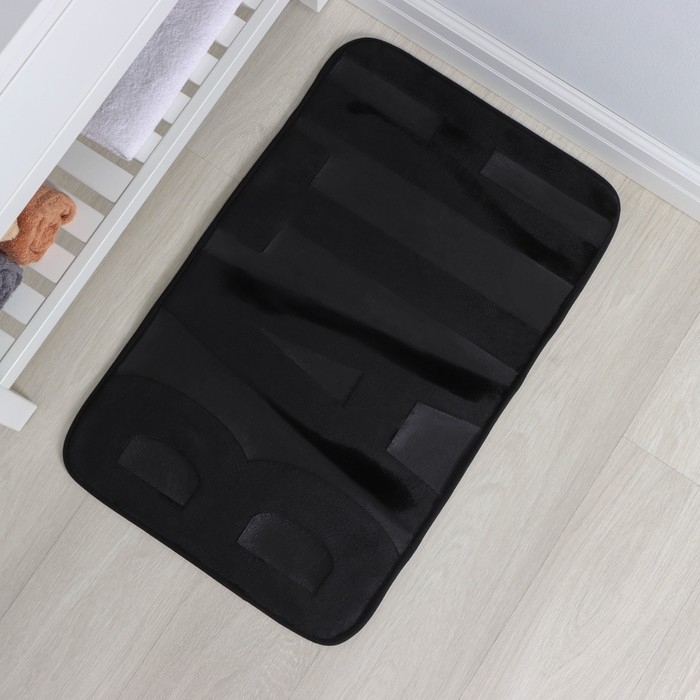 Коврик для ванной и туалета SAVANNA «Bath», 50×80 см, цвет чёрный Коврик для ванной и туалета SAVANNA «Bath», 50×80 см, цвет чёрный