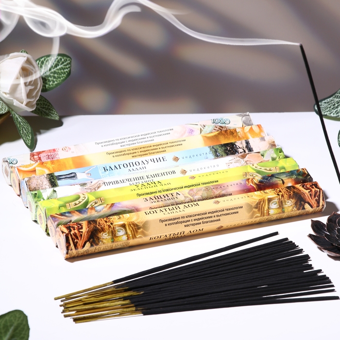 Набор благовоний Набор благовоний "Шестигранник Ассорти ароматов", 7 упаковок по 20 палочек