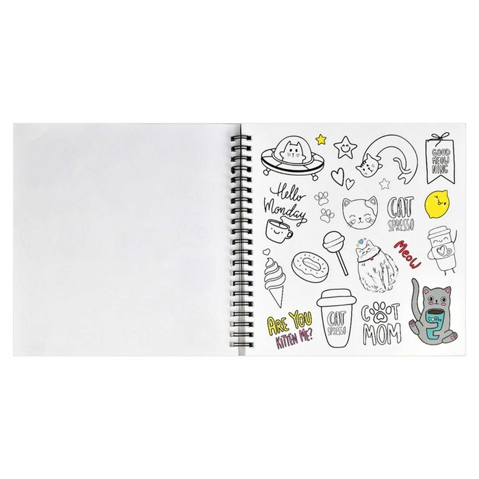 Альбом для создания стикеров 195 х 195, 25 листов на гребне,  Альбом для создания стикеров 195 х 195, 25 листов на гребне, "МАНГА", обложка мелованный картон, 5 листов самоклеящихся + 20 листов белой бумаги, блок 80г/м2