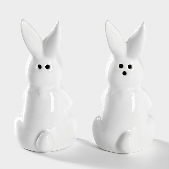 Набор для специй Доляна «Зайка», 2 предмета: солонка 50 мл, перечница 50 мл, цвет белый Набор для специй Доляна «Зайка», 2 предмета: солонка 50 мл, перечница 50 мл, цвет белый