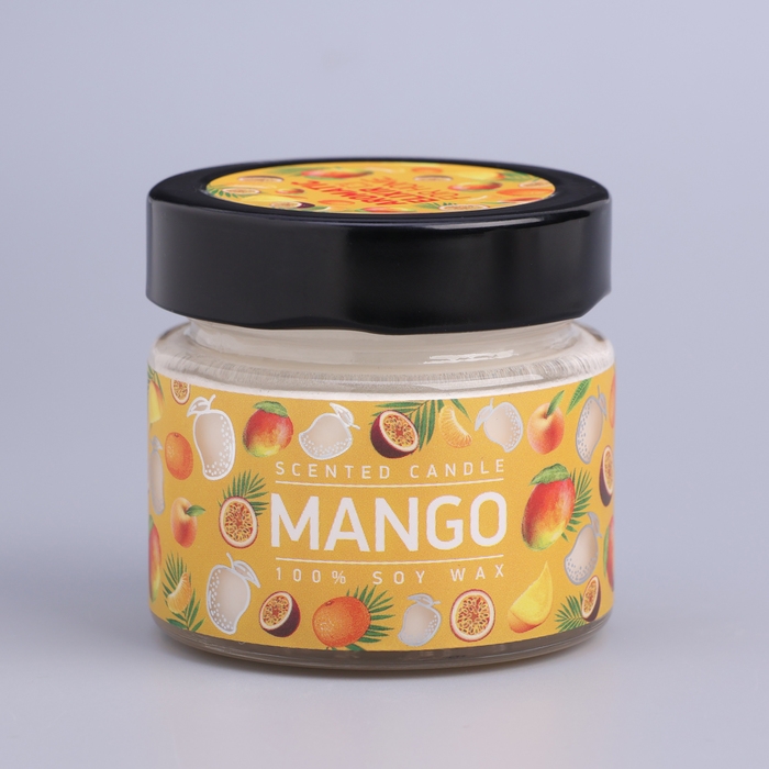 Свеча ароматическая в банке  Свеча ароматическая в банке "Манго маракуйя", совый воск, 80 г
