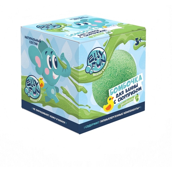 Бомбочка для ванны Бомбочка для ванны "ELLYFUN" с сюрпризом, цв. Зеленый EF010