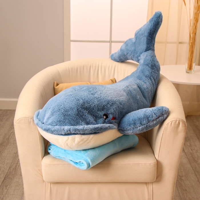 Мягкая игрушка «Кит», 90 см, с пледом, рот на молнии Мягкая игрушка «Кит», 90 см, с пледом, рот на молнии