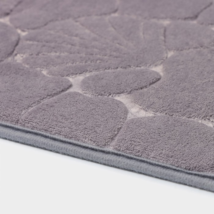 Набор ковриков для ванной и туалета Доляна «Галька, ракушки», 2 шт, 40×50 см, 50×80 см, цвет серый
