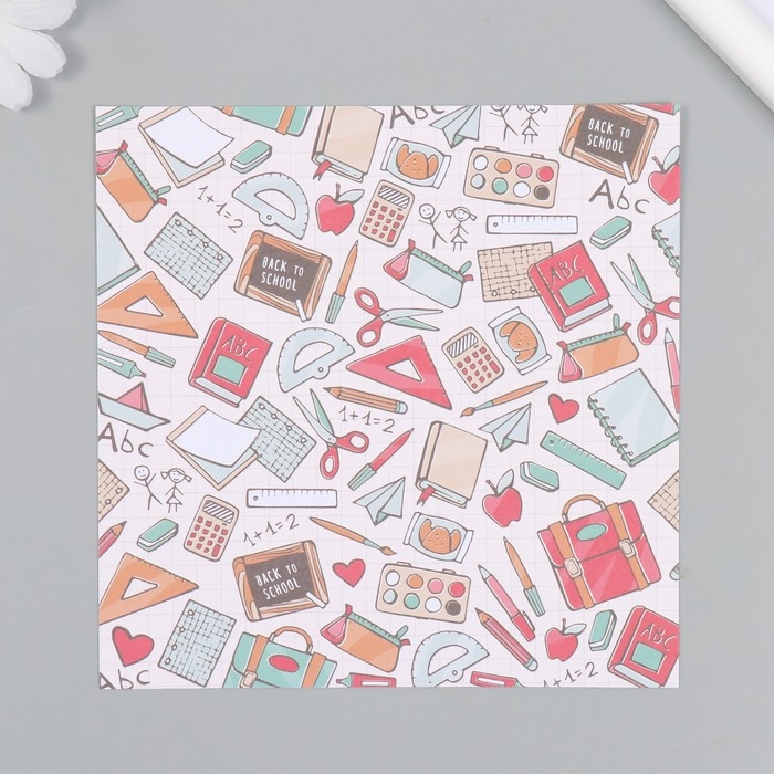 Набор бумаги для скрапбукинга 12 листов 12 дизайнов Набор бумаги для скрапбукинга 12 листов 12 дизайнов "Школьные будни" 160 гр 15,2х15,2 см
