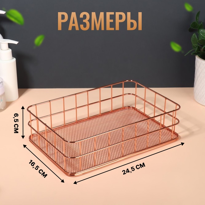 Органайзер для хранения косметических принадлежностей &laquo;РАФАЭЛЬ&raquo;, 24,5 &times; 16,5 &times; 6,5 см, цвет бронзовый