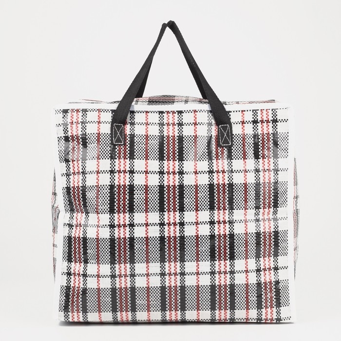 Сумка хозяйственная на молнии, 29 л, цвет чёрный/белый