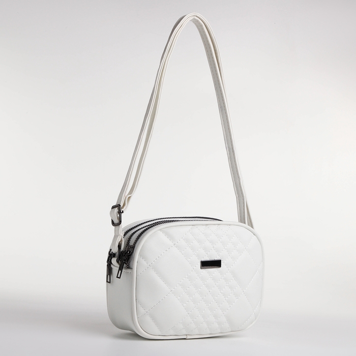Сумка женская кросс-боди на молнии, цвет белый