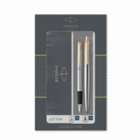 Набор Parker Jotter Core FK691 Stainless Steel GT ручка перьевая + ручка шариковая, корпус из нержавеющей стали