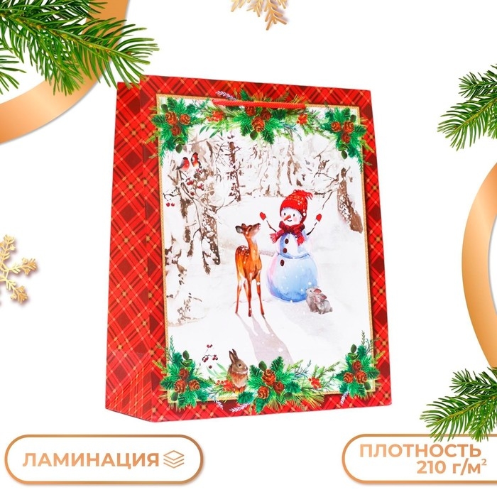 Новый год. Пакет подарочный Новый год. Пакет подарочный "Снеговик", 26 х 32 х 12 см.