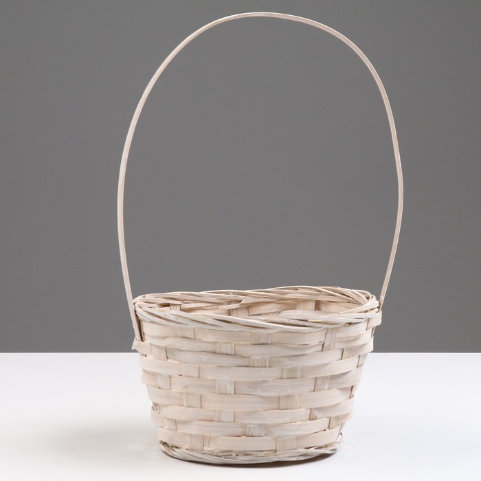 Корзина плетеная, D17 х 9 х 30 см, белая, бамбук Корзина плетеная, D17 х 9 х 30 см, белая, бамбук