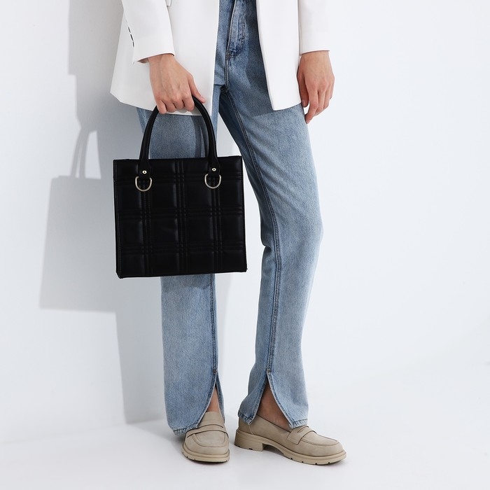 Сумка женская тоут на молнии, цвет чёрный Сумка женская тоут на молнии, цвет чёрный