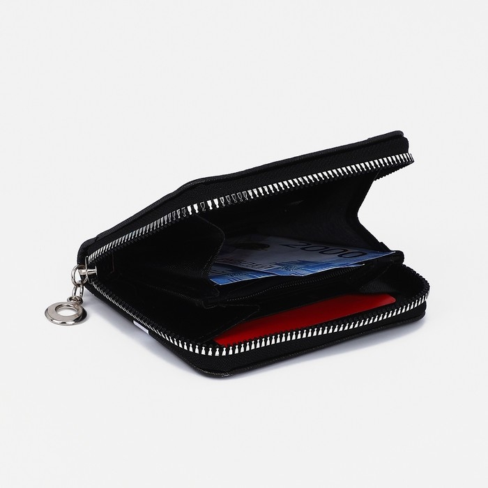 Кошелёк на молнии, отдел для карт, для монет, цвет чёрный Кошелёк на молнии, отдел для карт, для монет, цвет чёрный