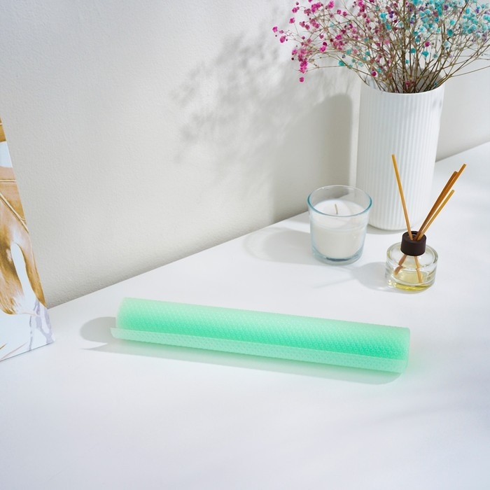 Коврик противоскользящий Доляна «Круги», 30×150 см, цвет прозрачный зелёный Коврик противоскользящий Доляна «Круги», 30×150 см, цвет прозрачный зелёный