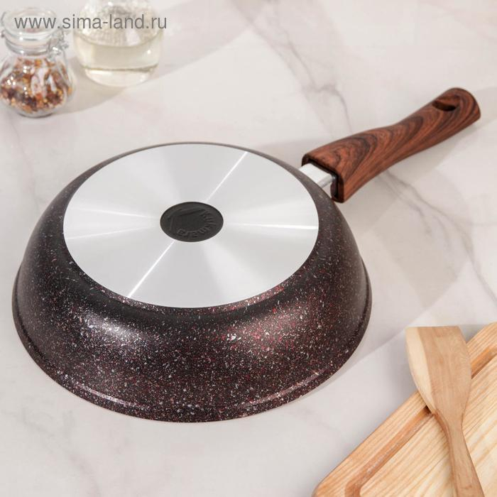 Сковорода Granit ultra red, d=24 см, съёмная ручка, стеклянная крышка, антипригарное покрытие, цвет коричневый Сковорода Granit ultra red, d=24 см, съёмная ручка, стеклянная крышка, антипригарное покрытие, цвет коричневый