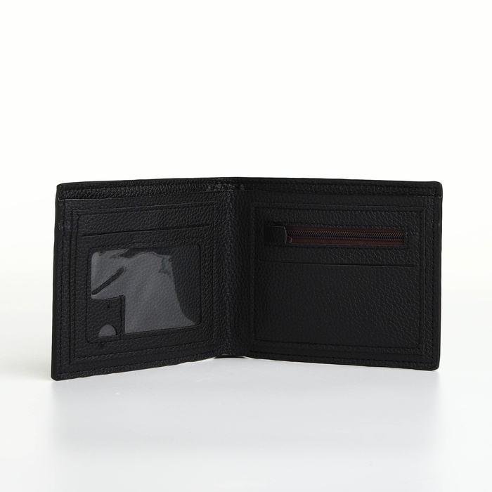 Портмоне мужское без застёжки, отдел для карт, монет, цвет чёрный